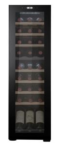 CAVIN Freistehender Weinkühlschrank - Northern Collection 27 Black | Kompressorkühlung | 27 Flaschen | 2 Temperaturzonen | Zwei Zonen 5 bis 18°C | Holzregalböden | Glastür mit UV-Schutz | Schwarz