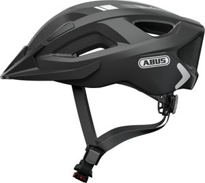 ABUS Stadthelm Aduro 2.0 - Allround-Fahrradhelm mit Licht - in sportivem Design für den Stadtverkehr - für Damen und Herren - Schwarz mit Streifen, Größe L
