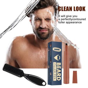 Männer Braun Bart Füllstift mit Bartbürste set Wasserdicht Bartgabelspitze Füllstift Augenbrauen Haarbürsten