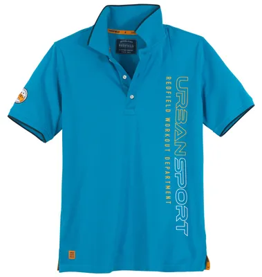 Produktbild von Redfield Poloshirt Übergröße türkisblau Vertikalprint