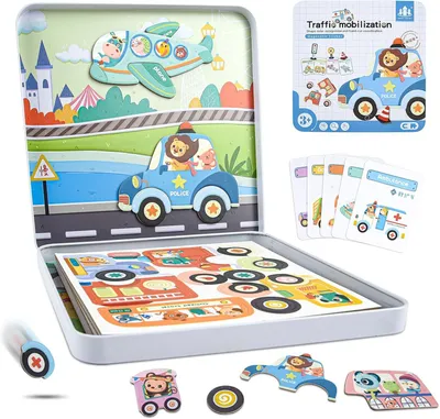 Productafbeelding van Magnetische Puzzel 40 stukken, 2 scènes, educatief reisspeelgoed, voor kinderen
