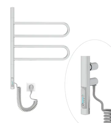 Produktbild von ELNA Handtuchtrockner elektrischer 180°С Badheizkörper mit 2 Klapparmen Chrome Edelstahl 53W 65x46 cm