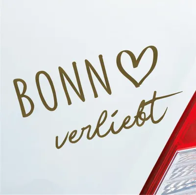 Produktbild von Auto Aufkleber Bonn verliebt Herz Stadt Heimat Liebe Car 19x10 cm Gold Sticker Heckscheibenaufkleber