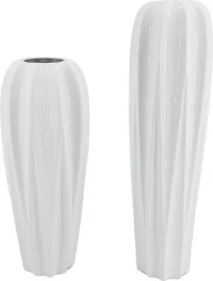 Produktbild von Bodenvasen Set BASIC - 2 Vasen, 46cm u. 58cm, weiß, Keramik, Formano