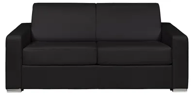Produktbild von Schlafsofa 3 Personen mit Express-Bettfunktion aus schwarzem Büffelleder - Liegefläche  mit breiten Latten 140 cm - Matratze 18 cm CALITO
