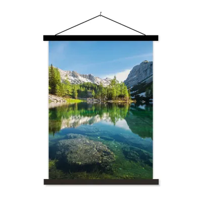 Produktbild von MuchoWow® Textilposter Wasser - Berge - Felsen 40x53 cm mit schwarzem Rahmen - Abbildung