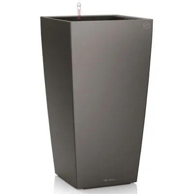 Immagine prodotto di Fioriera LECHUZA CUBICO Premium 50 Antracite metallizzato | Fioriera con sistema di irrigazione | Superficie metallizzata | 50 x 50 x 95 cm | 18164