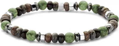 Produktbild von Frank 1967 - 7FB-0773 - Perlenarmband Herren - Moosachat - schwarzer Achat Abakus, Labradorit, Bronzit, Hämatit - grün- 19cm