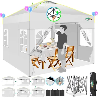 Productafbeelding van Paviljoen, 3x3 meter, waterdicht, stabiel, winterbestendig, met 4 zijwanden, wit