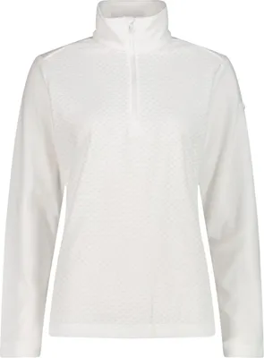 Imagen del producto de Sudadera CMP Damen con cremallera frontal parcial, confeccionada en tejido polar "Arctic", color blanco, talla 40