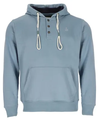Produktbild von Leitfeuer Herren Sweathoody mit Knopfleiste - Modischer Kapuzenpullover mit Kängurutasche in Rauchblau Größe XXL