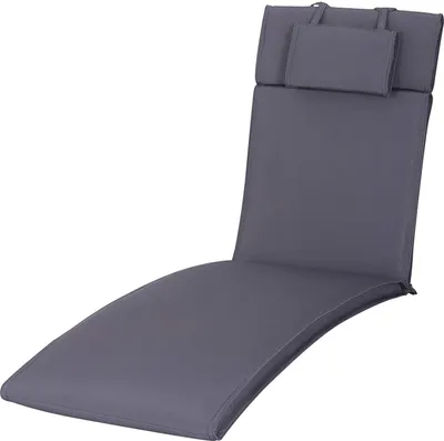Obrázek produktu pro Outsunny Polštářek na lehátko Zahradní lehátko s odnímatelným potahem na polštář Polyester + bavlněné vlákno Šedá 198 x 53 x 5 cm