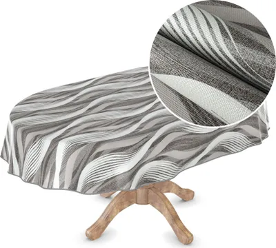 Produktbild von Tischdecke Wachstuch Premium Ornamente Grau Robust Wasserabweisend Oval Breite 140 cm Länge 180 cm