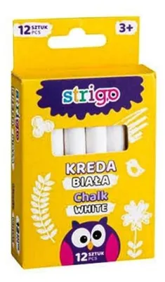 Productafbeelding van Strigo, witte schoolkrijtjes voor schrijven en tekenen, 12 stuks