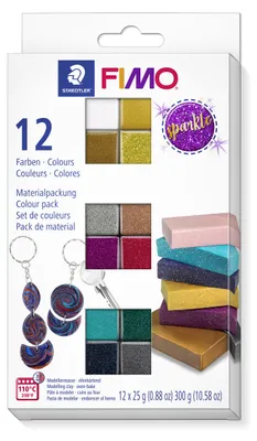 Produktbild von STAEDTLER FIMO effect 8013 ofenhärtende Modelliermasse Materialpackung "Sparkle Colours", 12 Halbblöcken je 25g