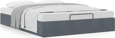Produktbild von Ottoman-Bett ohne Matratze Dunkelgrau 140x190 cm Samt