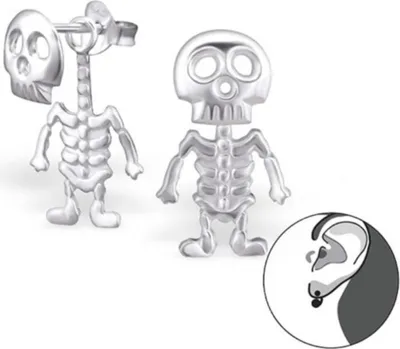 Produktbild von Kinderohrstecker Silber Ohrringe Skelett beweglich