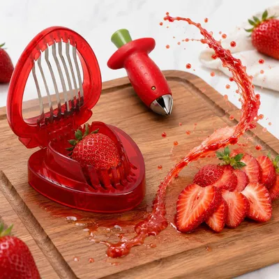Produktbild von 2-teiliges Set zum Schneiden von Erdbeeren
