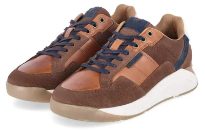 Image de Bullboxer, baskets basses pour hommes, couleur marron, en cuir et textile, taille : 41