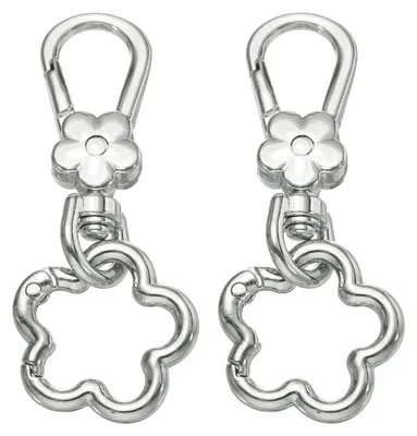 2er-Pack Metall-Schlüsselanhänger mit Karabinerhaken, silber