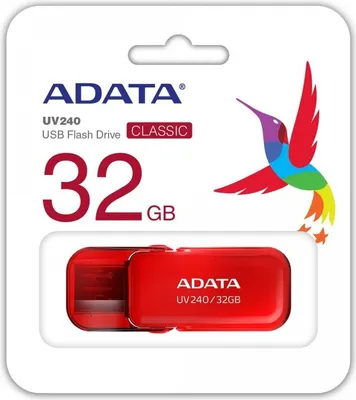Zdjęcie produktu dla ADATA UV240, 32 GB, USB Typu-A, 2.0, Pokrywka, 7 g, Czerwony