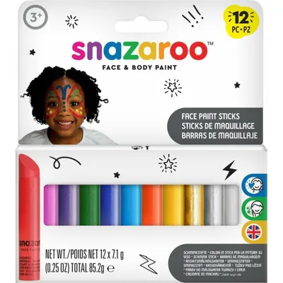 Obrázok produktu pre Snazaroo 1172193, Čierna, Modrá, Zlato, Zelená, Oranžová, Ružová, Purpurová, Červená, Strieborná,..., Tvrdo, dospelí a deti, 12 kusov, Nevhodné pre deti do 36 mesiacov, Spojené kráľovstvo