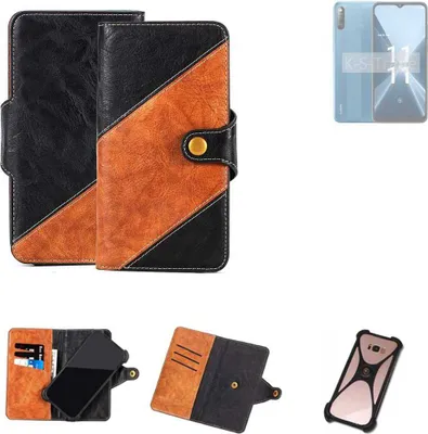 Produktbild von K-S-Trade Handyhülle Schutzhülle Bookstyle Case Wallet-Case kompatibel mit Lava X2 Handy Cover Bumper Klapphülle schwarz hellbraun 1x