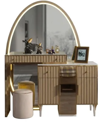 Obrázok produktu pre Toaletný stolík, zrkadlo, stolička, komoda, drevo, moderný, luxusný, elegantný