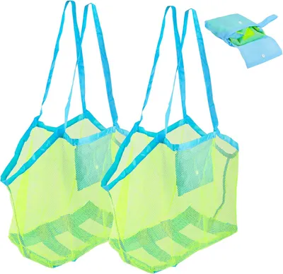 Produktbild von Strandspielzeug Tasche Groß, 2 Stück Strandtasche Netztasche für Sandspielzeug Wasserspielzeug, Wiederverwendbare und Faltbare Kinder Aufräumsack für Strand Picknick/Wäschesack/Familie Urlaub | 2 Stück Wiederverwendbare und Faltbare Kinder Aufräumsack für Strand Picknick/Schwimmbad/Wäschesack/Familie Urlaub