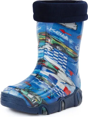 Produktbild von Ladeheid Kinder Mädchen Jungen Gummistiefel gefüttert Swk 05 (Blau Auto, 35/36 EU)
