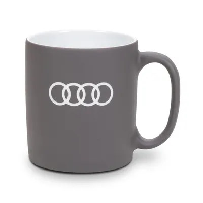 Produktbild von Original Audi Tasse grau, Porzellantasse Cafe Becher Audi Ringe