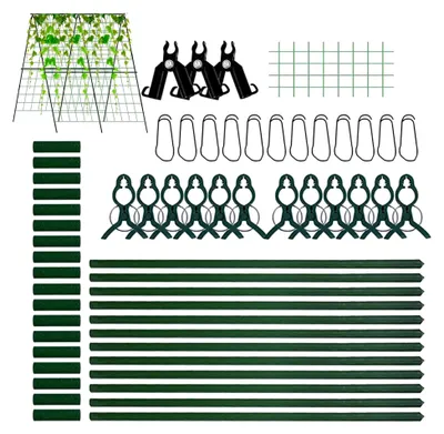 Produktbild von Gartengitter für Gurken - Gartenspalier mit Rahmen 121,9 x 121,9 cm (48 x 48 Zoll), zusammenklappbares Pflanzenstützengitter für Gurken