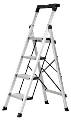 Image de Échelle pliante à 4 marches - Échelle de sécurité en aluminium - Capacité de charge de 150 kg