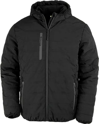 Produktbild von Result Genuine Recycled R240X | Recycled Black Compass Padded Winter Jacket - Farbe: Black/Black - Größe: L
