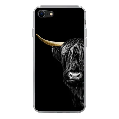 Produktbild von MuchoWow® Handyhülle Schutzhülle Hülle für iPhone SE 2020 Schottischer Hochländer - Kühe - Gold Silikon Softcase Handy Hülle - Kartenbesitzer
