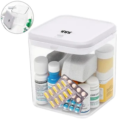 Produktbild von Abschließbare Box 141×141×160mm PP Kunststoff Organizer mit Kombinationsschloss für Kühlschrank Büro Studentenwohnheim Reise