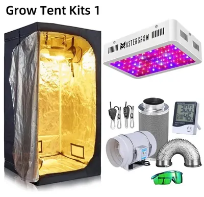 Immagine prodotto di Sistema di coltivazione idroponica - Kit per grow box - Lampada LED a spettro completo per piante - Grow box completo - 120 x 60 x 150 cm