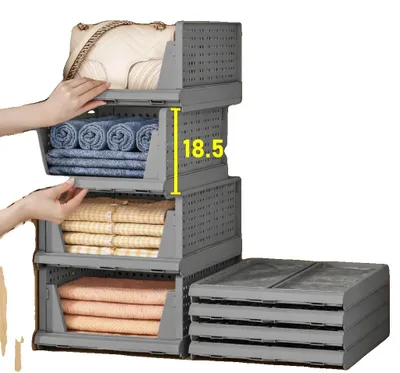 Imagen del producto de Contenedores apilables, diseño modular, fácil acceso, color gris
