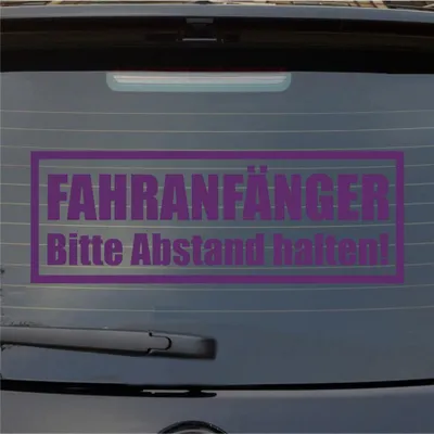 Produktbild von Heckscheibenaufkleber Fahranfänger Bitte Abstand halten 55x19 cm Lila Auto Aufkleber Sticker