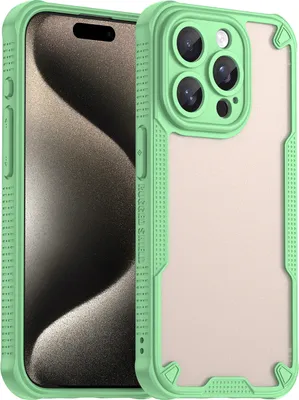Immagine prodotto di Custodia protettiva per iPhone 15 Pro, retro traslucido opaco, custodia bumper in TPU verde