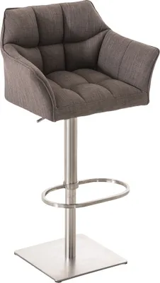 Produktbild von TPFLiving Barhocker Damaskus Gestell Edelstahl Stoff Grau