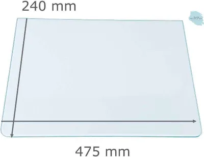 Produktbild von Kühlschrank Einlegeboden - Klarglas 4 mm - 2 abgerundete Ecken - 475 mm x 240 mm - (89,96 EUR / qm - Mindestbfl. 0,25 qm - Kantenb. 5,35 EUR / lfm - Eckenb. 1,00 EUR / Stck. )