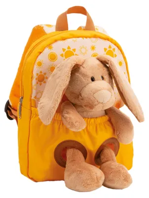 Produktbild von NICI Rucksack 21x26cm Gelb mit Plüschtier Hase 25cm Abnehmbar Flauschig