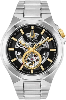 A close-up studio shot of a Bulova men's automatic watch.
