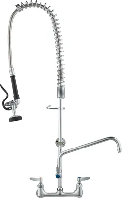 Produktbild von VEVOR Kommerzieller Wasserhahn mit Vorspülbrause, 915 Höhe, 30,5 cm Schwenkauslauf, Küchenspülenarmatur zur Wandmontage, Gerät aus Messing mit Ausziehbarer Brause, für 1/2/3-Fach-Spüle