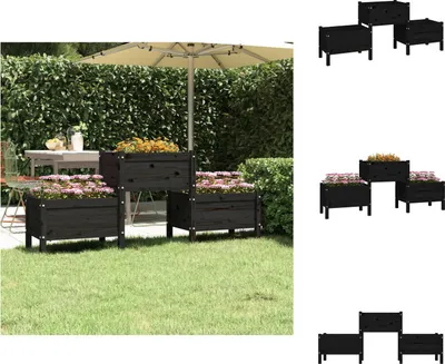 Produktbild von vidaXL Pflanzkübel Schwarz 178,5x44x75 cm Massivholz Kiefer -  Blumentöpfe & Pflanzgefäße