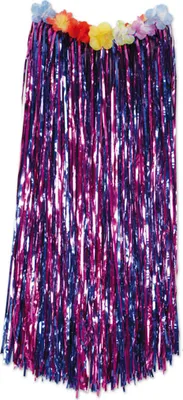 Produktbild von Hula Rock Hawaii Lametta Rock 80 cm Länge mit Blumen Karneval Fasching Party