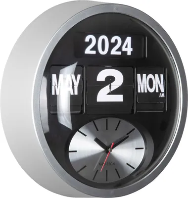 Produktbild von Karlsson - Wanduhr Round Flip - Silber - Ø32,6cm