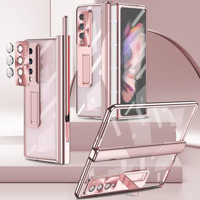 Image de Housse pour Samsung Galaxy Z Fold 4, charnière magnétique, support, porte-stylo, anti-rayures, housse de protection avec film lenticulaire, film pour écran pour Samsung Z Fold4 5G