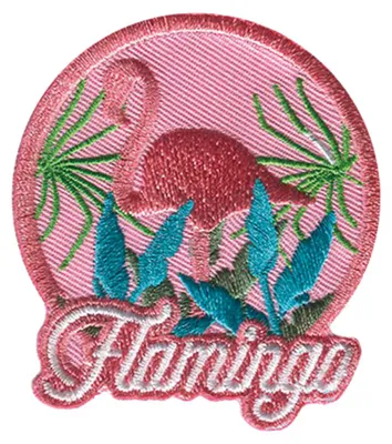 Obrázok produktu pre Vták plameniak - nášivka, nažehľovacia, nášivky, nášivky, na nažehlenie, veľkosť: 5,3 x 6,1 cm
